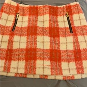 Topshop orange wool check skirt